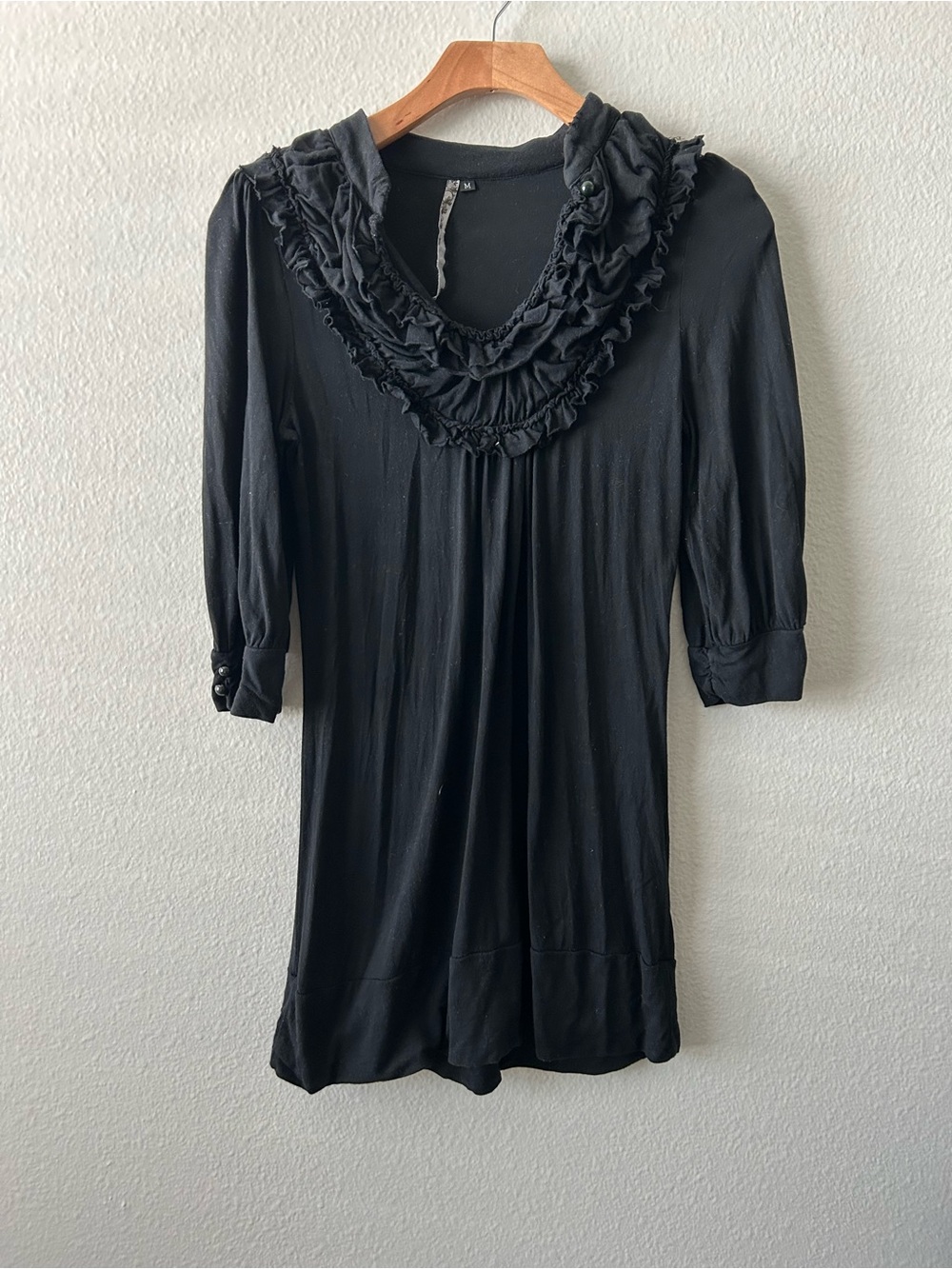 Piacere Di Piu black 3/4 sleeve babydoll top , size M